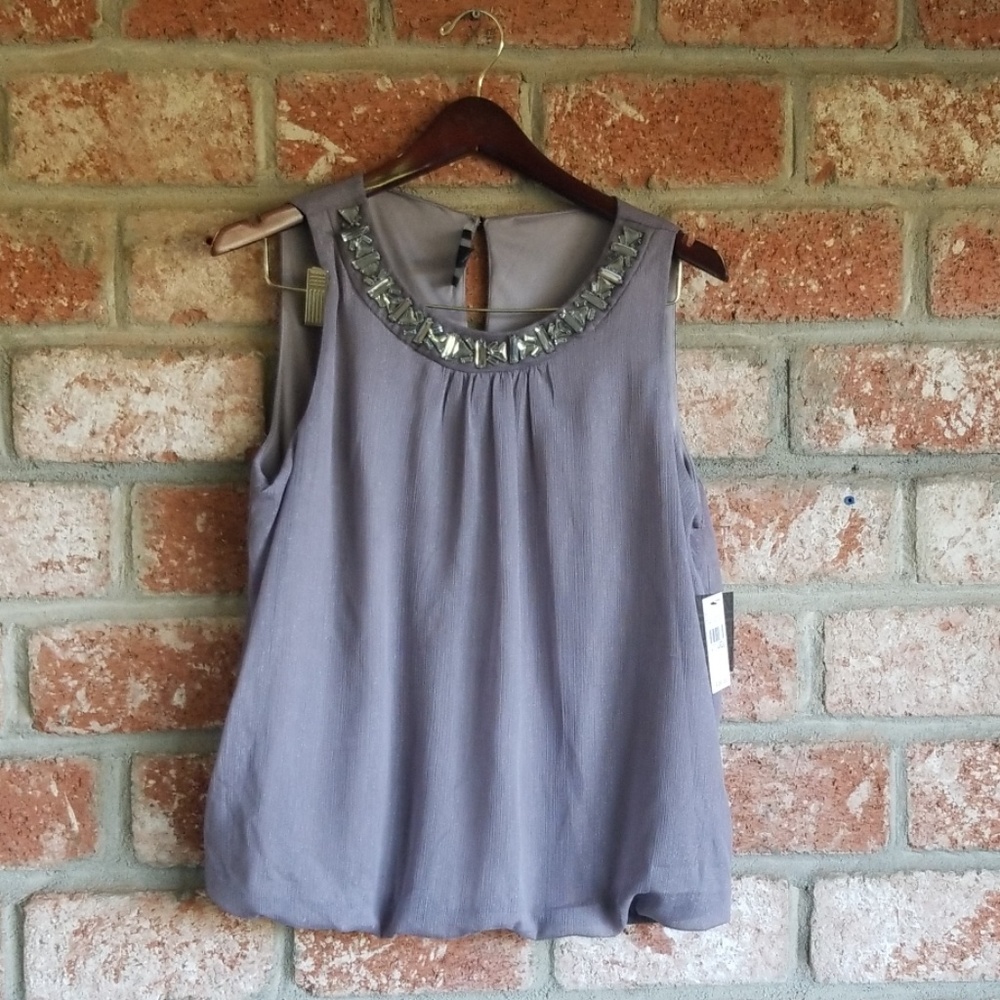 NWT IZ Byer silver studded tank blouse